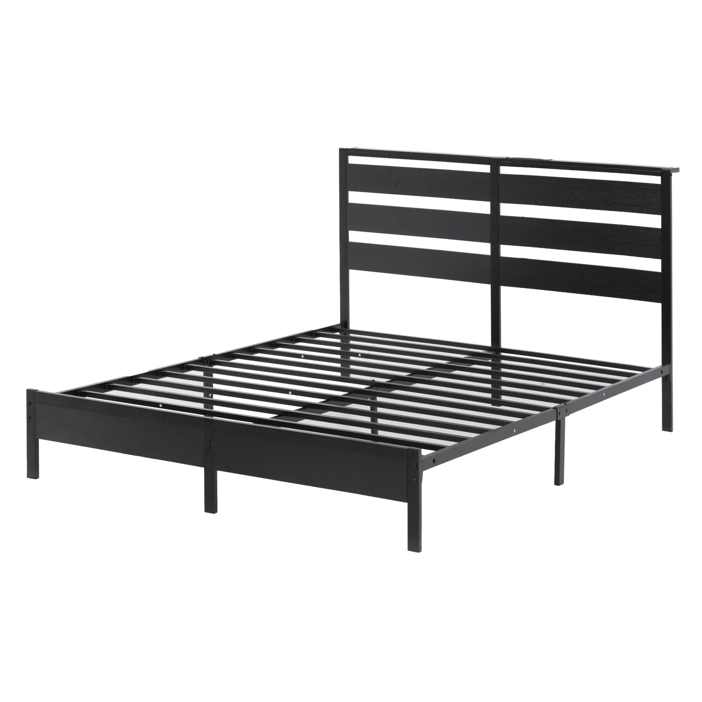 Artiss Bed Frame Queen Size LED Metal Bed Base with Charging Station