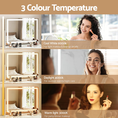 Embellir Makeup Mirror 80x58cm 360～ Rotatable Vanity Mirror with Lights Bright Light Strip Adjustable