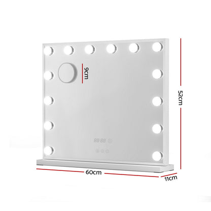 Embellir Makeup Mirror 60x52cm Hollywood Vanity with LED Light Tabletop White