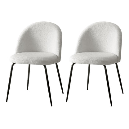 Artiss Dining Chairs Set of 2 Sherpa Boucle White