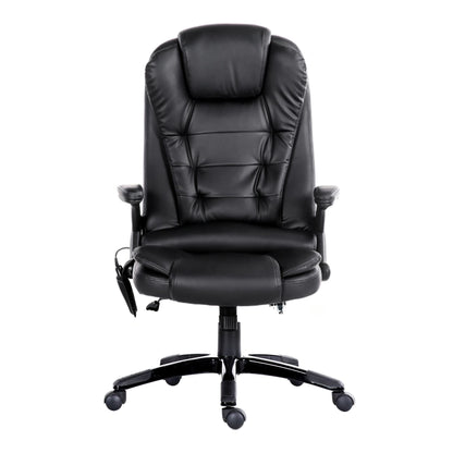 Artiss 8 Point Massage Office Chair Heated Seat Recliner PU Black