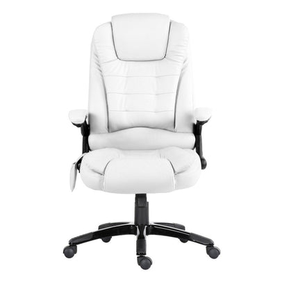 Artiss 8 Point Massage Office Chair Heated Seat Recliner PU White