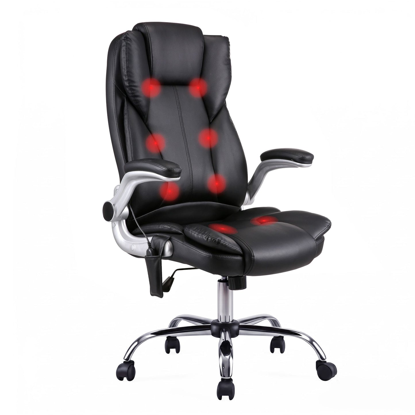 Artiss 8 Point Massage Office Chair PU Leather Black