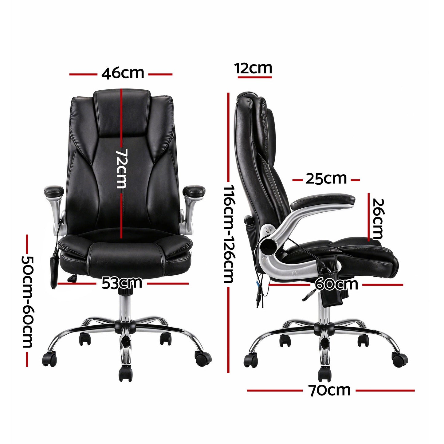 Artiss 8 Point Massage Office Chair PU Leather Black