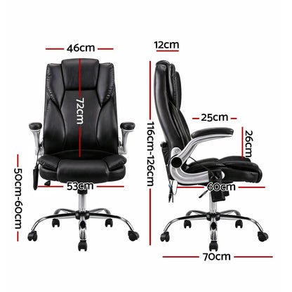 Artiss 8 Point Massage Office Chair PU Leather Black