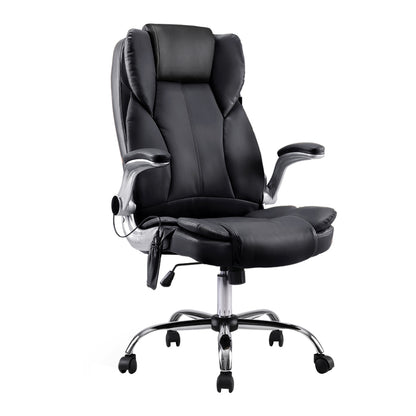 Artiss 8 Point Massage Office Chair PU Leather Black