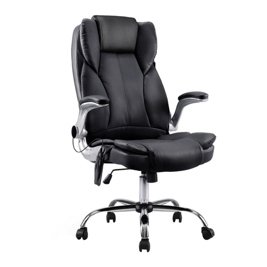 Artiss 8 Point Massage Office Chair PU Leather Black