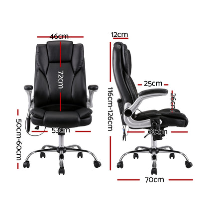 Artiss 8 Point Massage Office Chair PU Leather Black