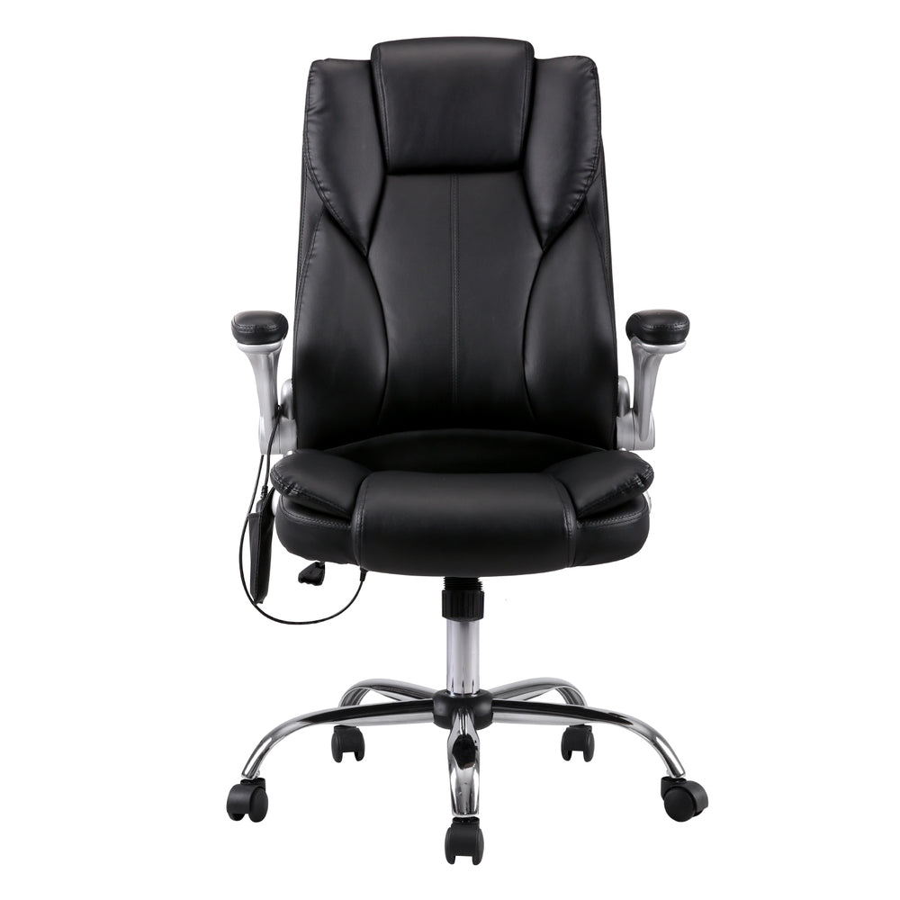 Artiss 8 Point Massage Office Chair PU Leather Black