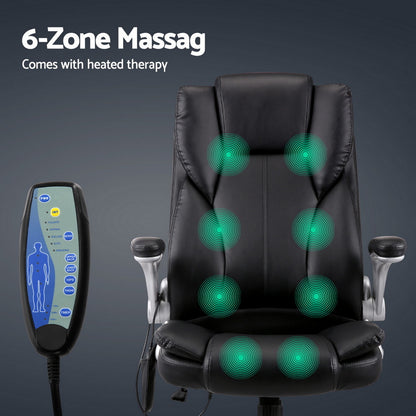 Artiss 8 Point Massage Office Chair PU Leather Black