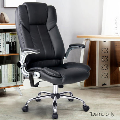 Artiss 8 Point Massage Office Chair PU Leather Black