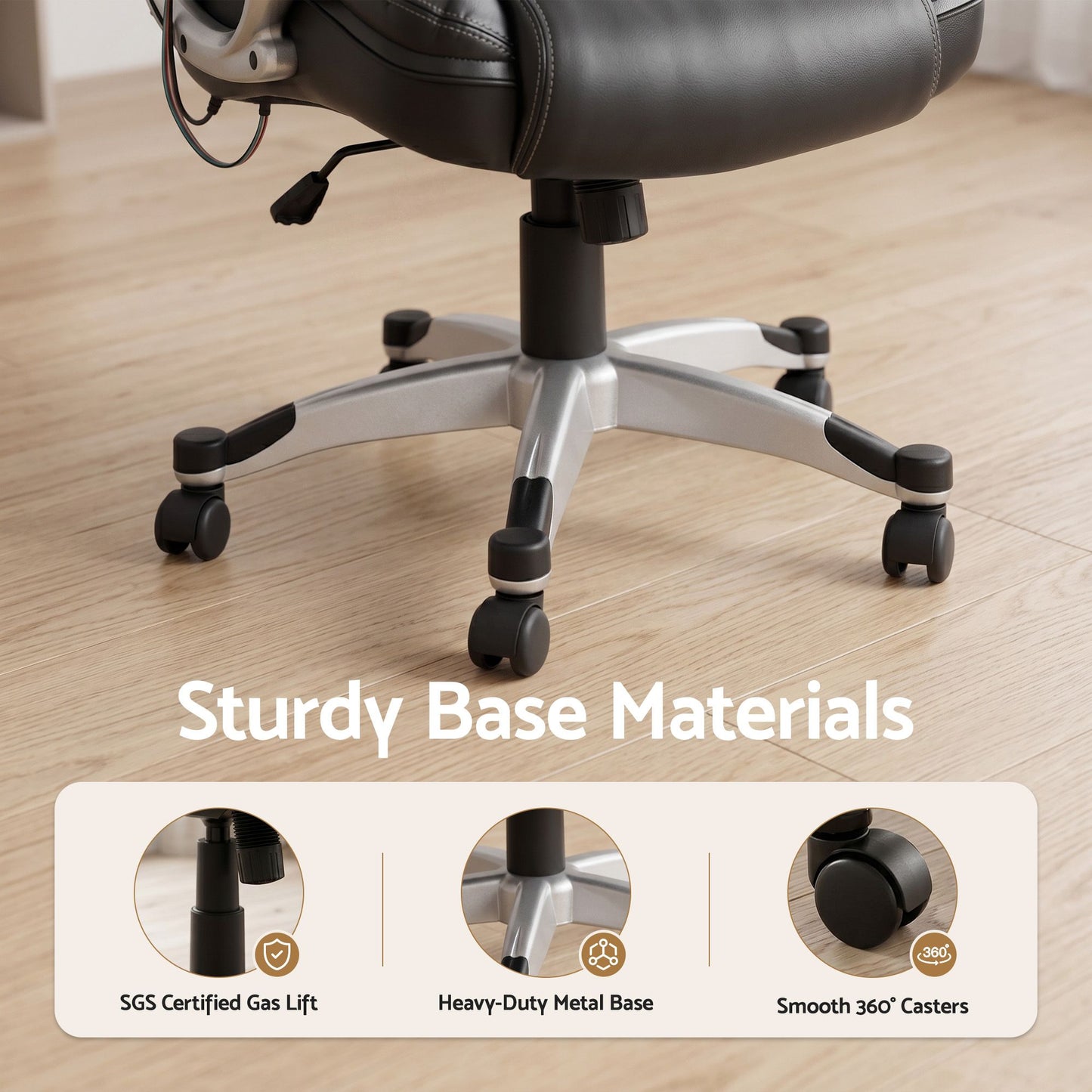 Artiss 8 Point Massage Office Chair Heated Seat PU Black