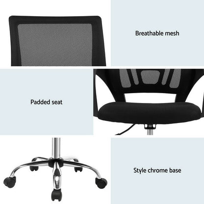 Artiss Mesh Office Chair Mid Back Black