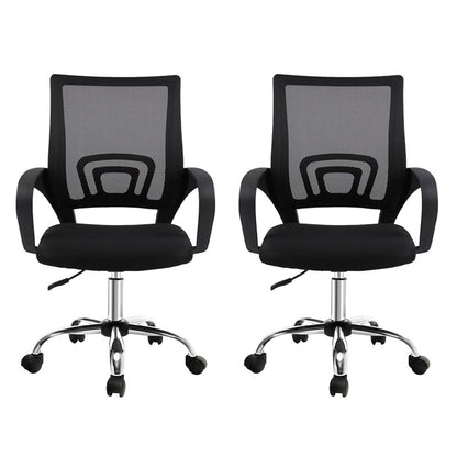 Artiss 2x Mesh Office Chair Mid Back Black