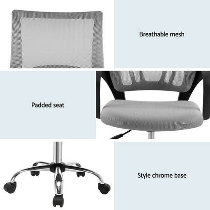 Artiss Mesh Office Chair Mid Back Grey