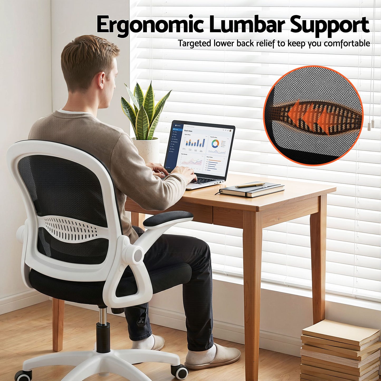 Artiss Mesh Office Chair Mid Back Black