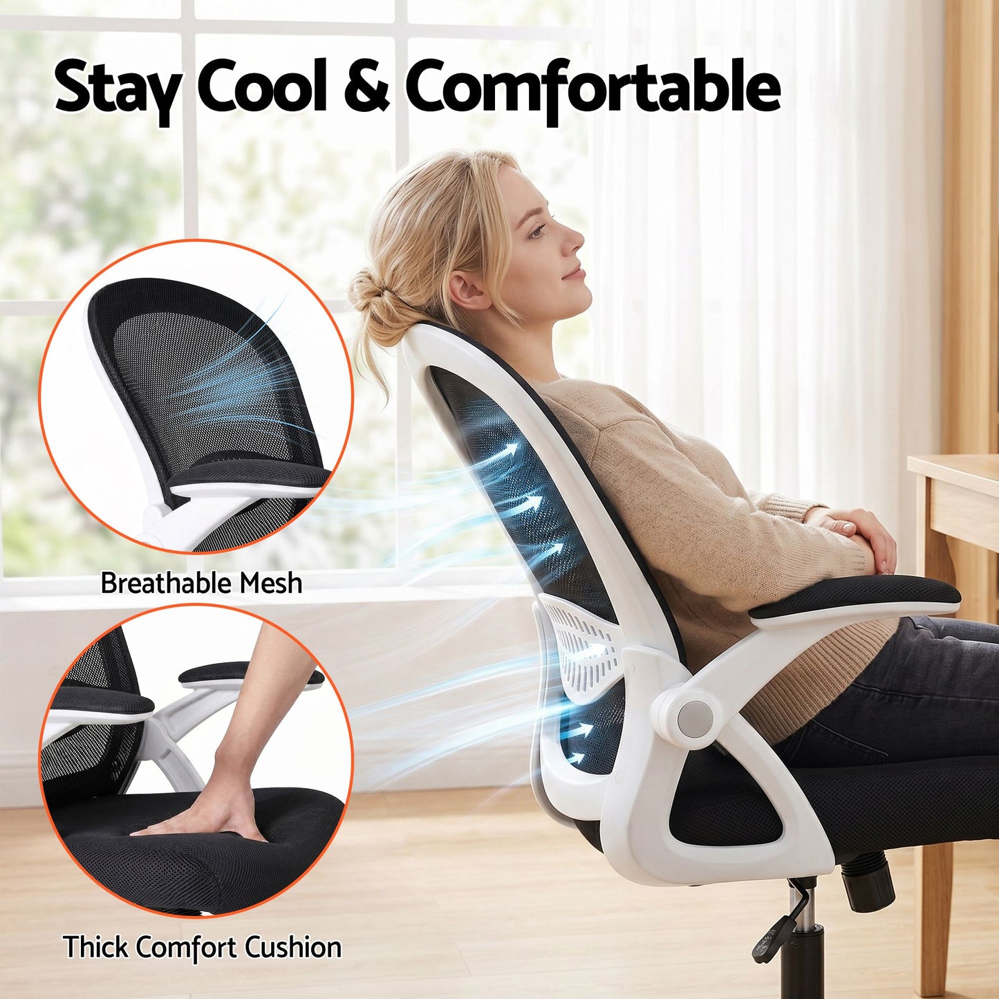 Artiss Mesh Office Chair Mid Back Black