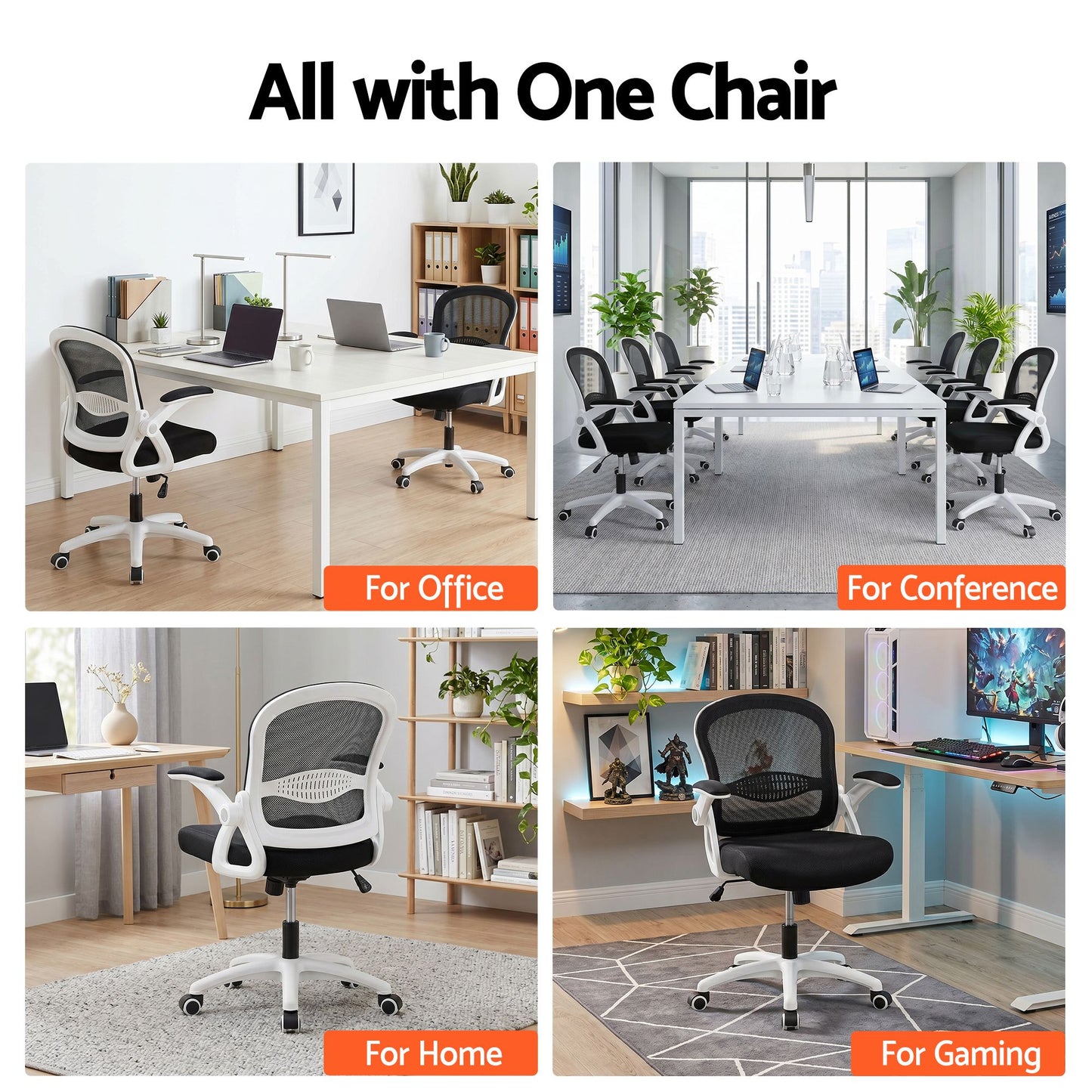 Artiss Mesh Office Chair Mid Back Black