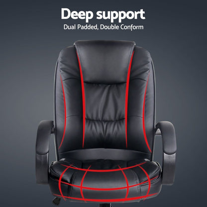 Artiss Executive Office Chair Leather Tilt Black