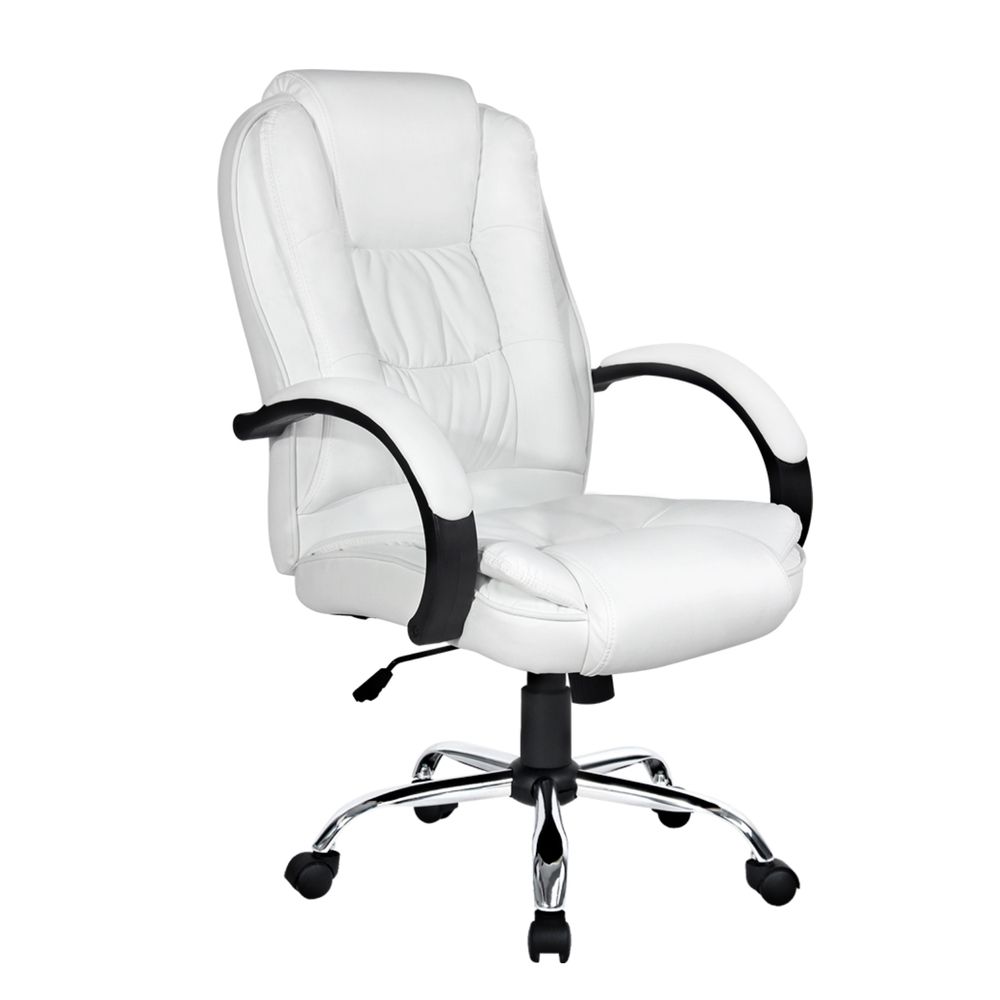 Artiss Executive Office Chair Leather Tilt White
