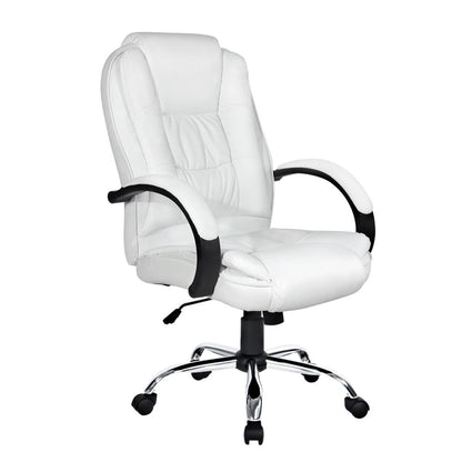 Artiss Executive Office Chair Leather Tilt White