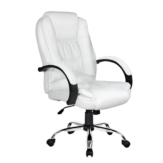 Artiss Executive Office Chair Leather Tilt White
