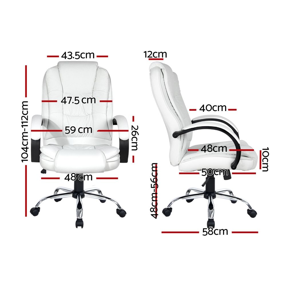 Artiss Executive Office Chair Leather Tilt White