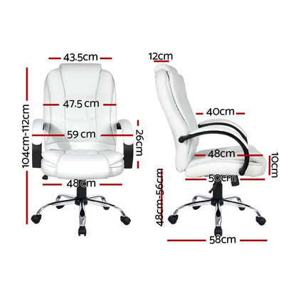 Artiss Executive Office Chair Leather Tilt White