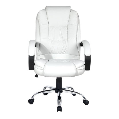 Artiss Executive Office Chair Leather Tilt White