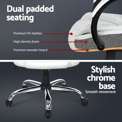Artiss Executive Office Chair Leather Tilt White