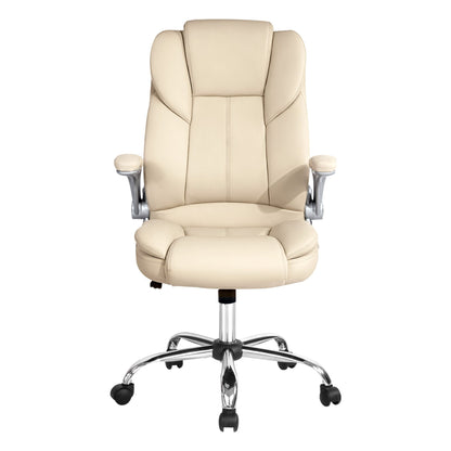 Artiss Executive Office Chair Leather Tilt Beige