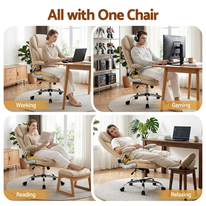 Artiss Executive Office Chair Leather Tilt Beige
