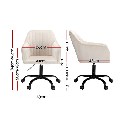 Artiss Office Chair Velvet Seat Cream