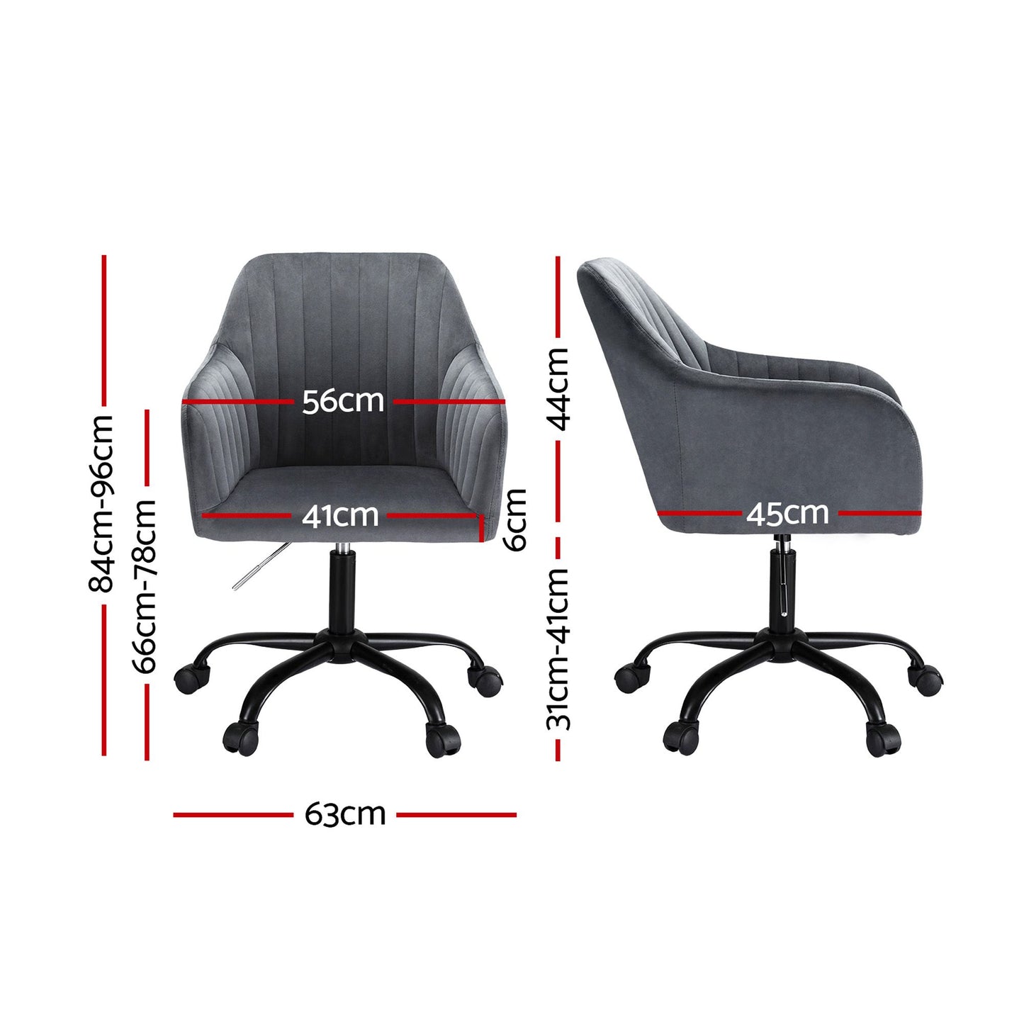 Artiss Office Chair Velvet Seat Dark Grey