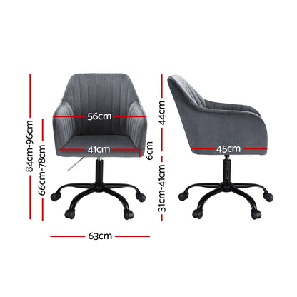 Artiss Office Chair Velvet Seat Dark Grey