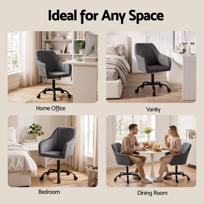 Artiss Office Chair Velvet Seat Dark Grey