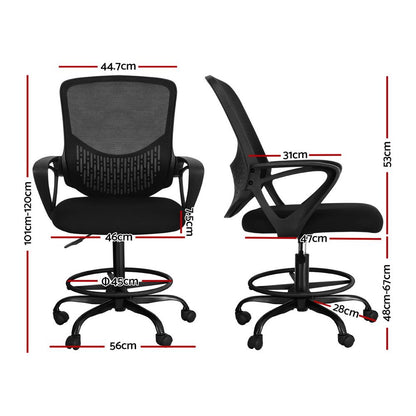 Artiss Office Chair Drafting Stool Mesh Chairs Black