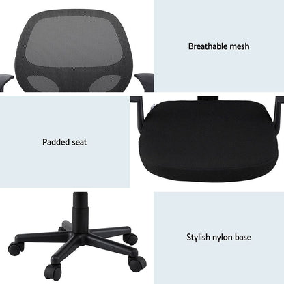 Artiss 2x Mesh Office Chair Computer Gaming Desk Chairs Work Study Mid Back Black