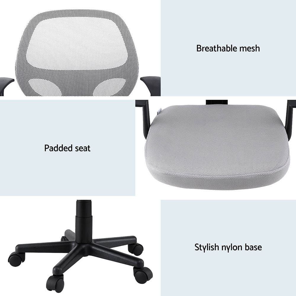 Artiss 2x Mesh Office Chair Computer Gaming Desk Chairs Work Study Mid Back Grey