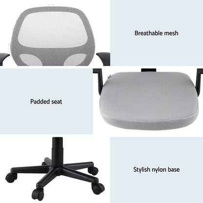 Artiss 2x Mesh Office Chair Computer Gaming Desk Chairs Work Study Mid Back Grey