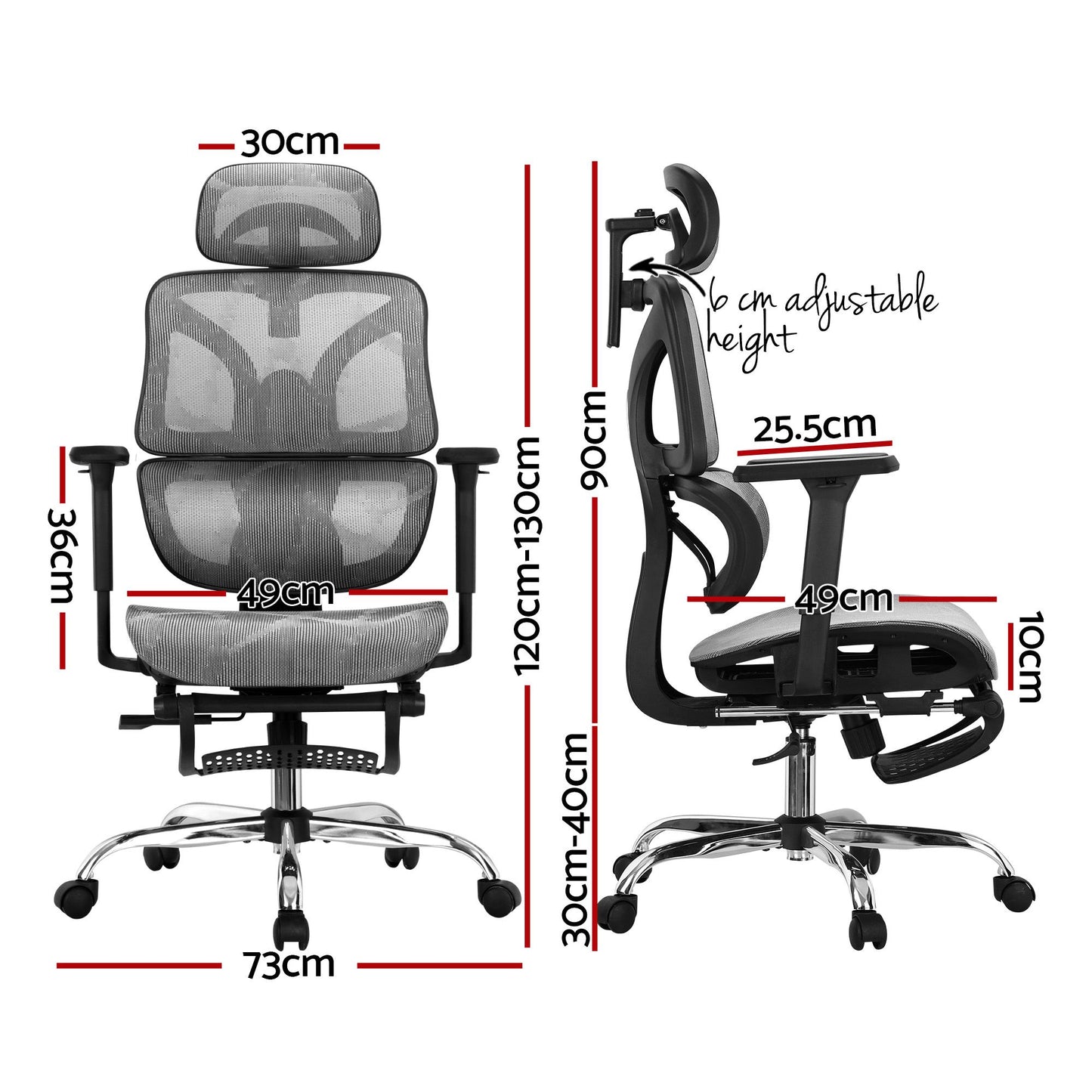 Artiss Ergonomic Office Chair Footrest Grey