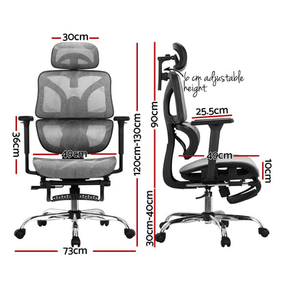 Artiss Ergonomic Office Chair Footrest Grey