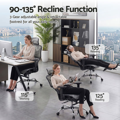 Artiss Ergonomic Office Chair Footrest Grey