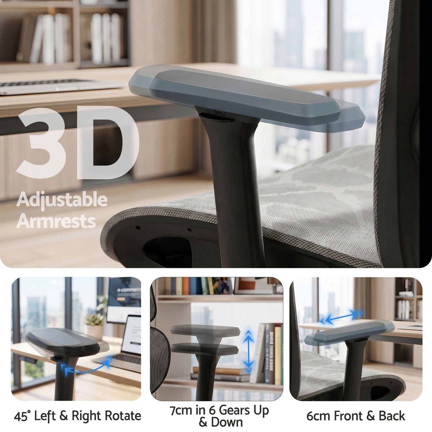 Artiss Ergonomic Office Chair Footrest Grey