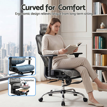 Artiss Ergonomic Office Chair Footrest Grey