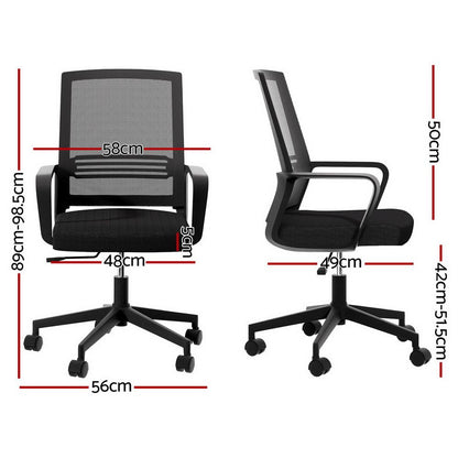 Artiss Mesh Office Chair Mid Back Black