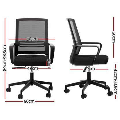 Artiss Mesh Office Chair Computer Gaming Desk Chairs Work Study Mid Back Black