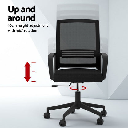 Artiss Mesh Office Chair Mid Back Black
