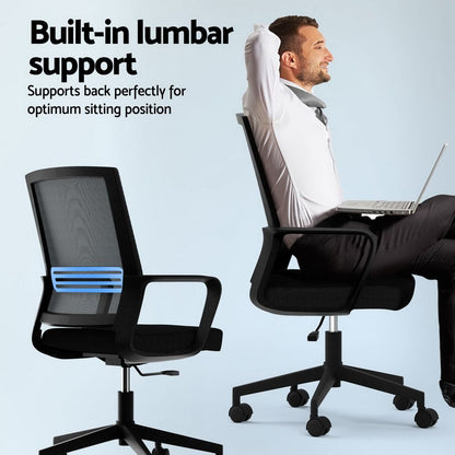 Artiss Mesh Office Chair Mid Back Black