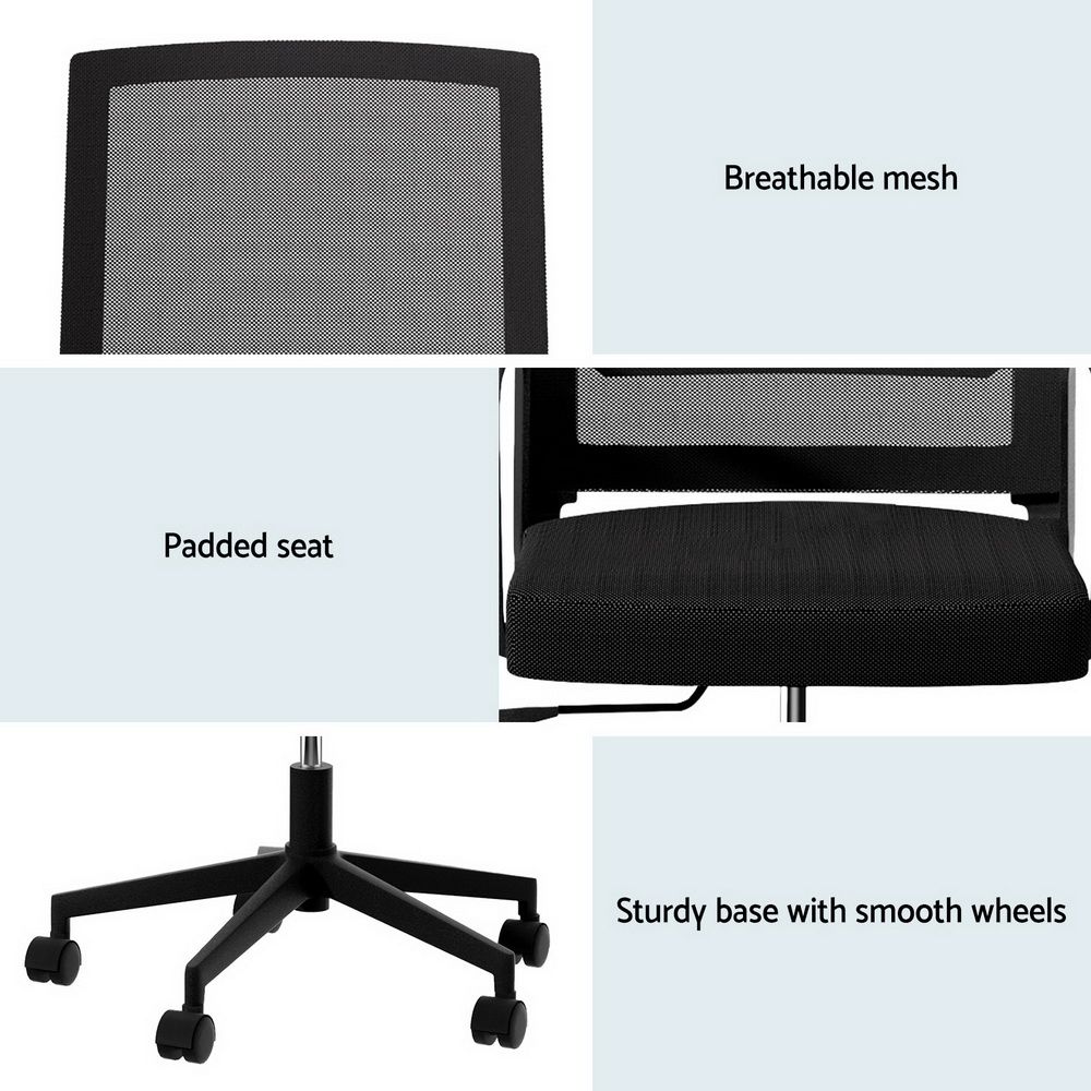 Artiss Mesh Office Chair Mid Back Black